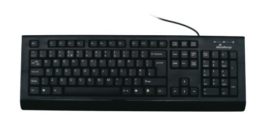 Mediarange Mros101-Uk, Full-Size (100%), Koblet Med Ledninger (Ikke Trådløs), Usb, Mekanisk Nøkkelbryter, Qwerty, Sort