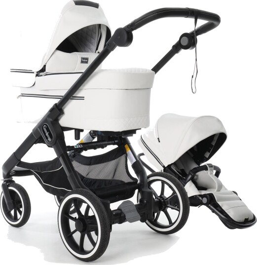 Emmaljunga Barnevogn NXT90 De Lux Black Polar White Leatherette