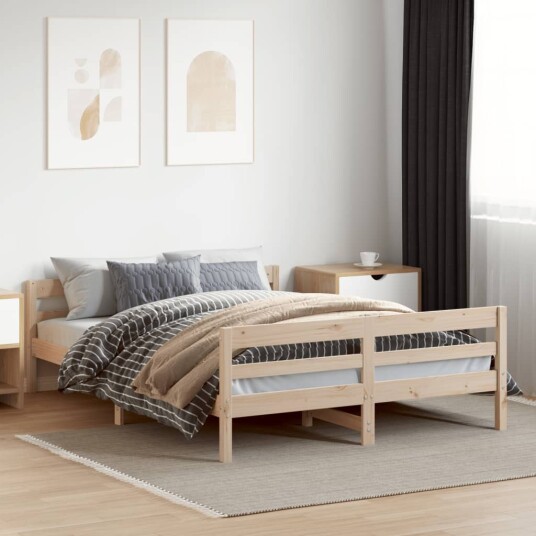  Sengeramme med hodegavl 140x200 cm heltre furu 8721012429291