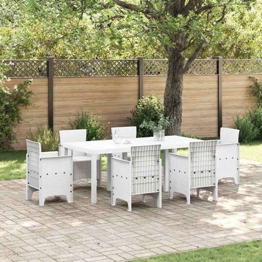 Hagetabell Hvit 200x100x73 cm Poly Rattan