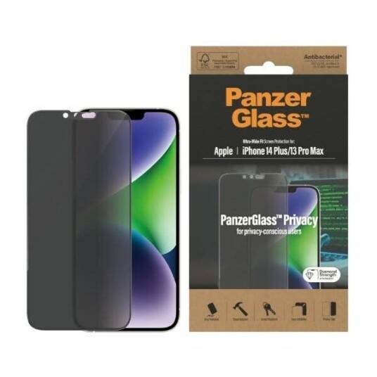 PanzerGlass Privacy Skjermbeskytter til iPhone 14 Plus / 13 Pro Max med Ultra Wide Fit PanzerGlass Privacy Skjermbeskytter til iPhone 14 Plus / 13 Pro Max med Ultra Wide Fit
