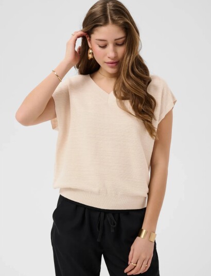 Cream Crevisa Knit Blouse   Cream   XS