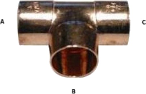 Viega Kobber Lodde T-Rør 22 x 15 x 22 mm Reduserende T-Kobling