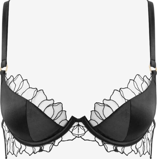 Bluebella Fern Luxury Satin Wired Moulded Bra BLACK/SHEER 75 A