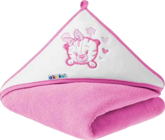 Akuku A1253 Baby Hettehåndkle - 100x100cm - Rosa Akuku A1253 Baby Hettehåndkle - 100x100cm - Rosa