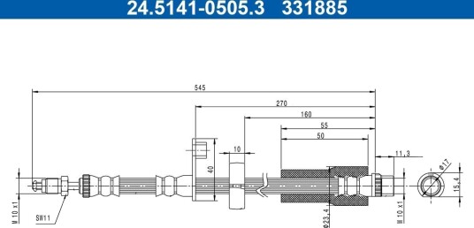 ATE 24.5141 0505.3 Bremseslange ATE 24.5141 0505.3 Bremseslange