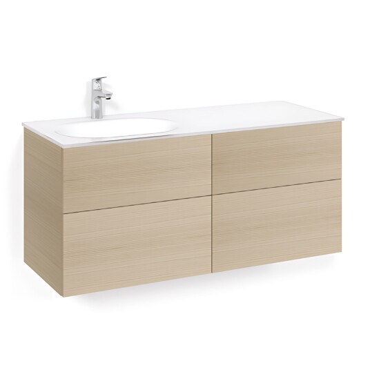 Macro Design Crown Servantskap 4-skuff - med Venstre Glasservant 120cm Eik / Plain Glass Edge Hvit Macro Design Crown Servantskap 4-skuff - med Venstre Glasservant 120cm Eik / Plain Glass Edge Hvit