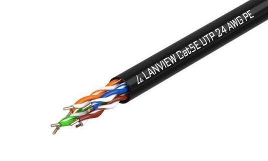 Lanview 305m UTP Cat 5E Samlet Kabel Halogenfri Svart Lanview 305m UTP Cat 5E Samlet Kabel Halogenfri Svart