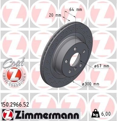 ZIMMERMANN 150.2966.52 Bremseskive ZIMMERMANN 150.2966.52 Bremseskive