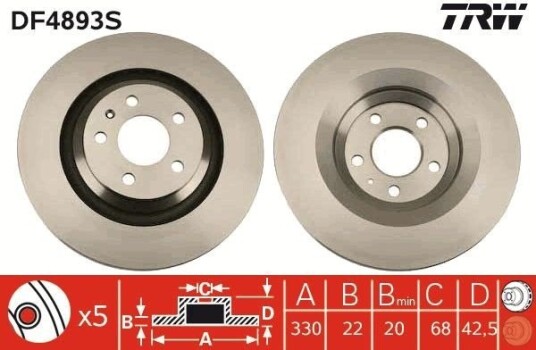 Bremseskive TRW DF4893S