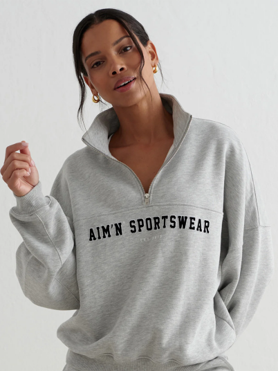 Aim'n Varsity Sweat Half Zip Grå XL Aim'n Varsity Sweat Half Zip Grå XL
