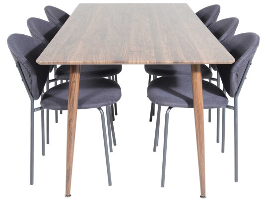 Venture Design Polar & Vault spisegruppe Brun/svart 6 st stoler & bord 180 x 90 cm