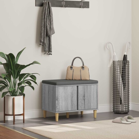 vidaXL Gangbenk Grå Sonoma 60 x 38 x 46 cm Konstruert treverk og stoff vidaXL Gangbenk Grå Sonoma 60 x 38 x 46 cm Konstruert treverk og stoff