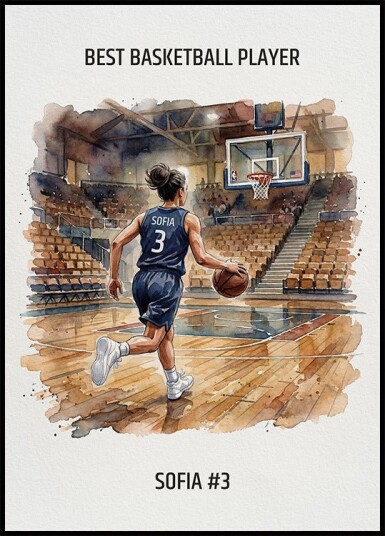 Youth Basketball Girl Personal Plakat Plakat / 40x50cm