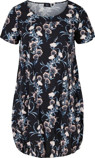 Zizzi   Kjole jEasy S/S Aop Dress   Blå