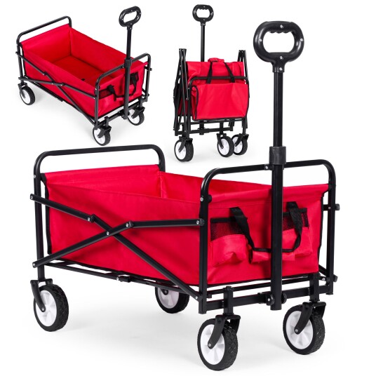 Sammenleggbar stor transportvogn hagevogn strandvogn 48x90 cm MultiGarden Rød