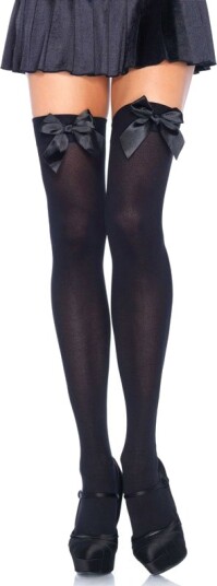 Leg Avenue Nylon Thigh Highs With Bow Plus Size Leg Avenue Nylon Thigh Highs With Bow Plus Size
