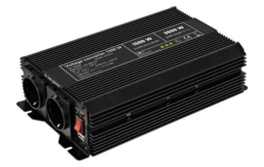 Pro Voltage converter 1.500W black - converts 12V D Pro Voltage converter 1.500W black - converts 12V D
