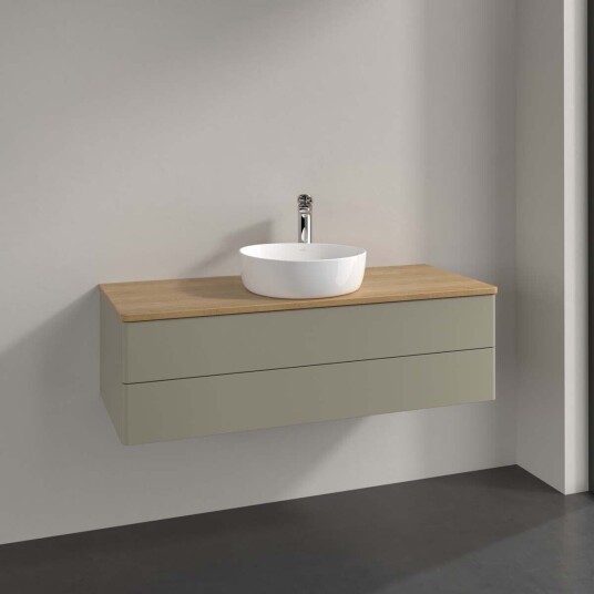 Villeroy & Boch Antao Servantskap med 2 skuffer 120x50x36 cm m/lys Steingrå/Eik Villeroy & Boch Antao Servantskap med 2 skuffer 120x50x36 cm m/lys Steingrå/Eik