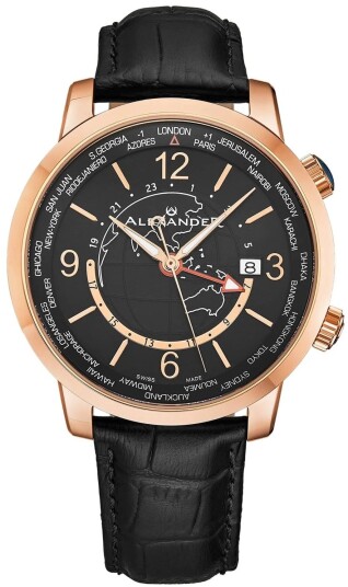 Alexander Herreklokke A171A 03 Journeyman Sort/Lær Ø42 mm Alexander Herreklokke A171A 03 Journeyman Sort/Lær Ø42 mm
