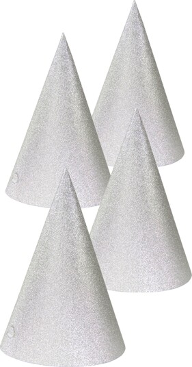 Folat Partyhatter Sølv Glitter 4-pakning 65783