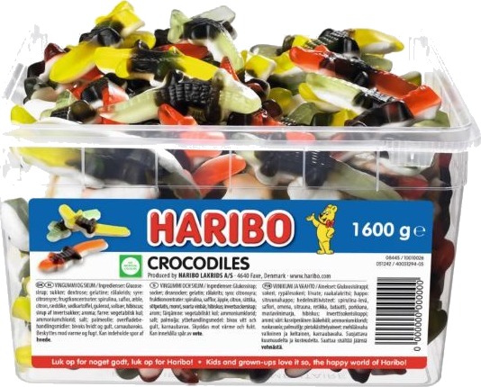 Haribo Crocodiles Vingummi 1,6 Kg I Plastbøtte Haribo Crocodiles Vingummi 1,6 Kg I Plastbøtte