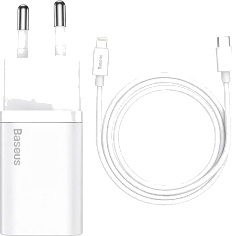 Baseus Cube 20W Vegglader Pd Usb C Med 1 M Lightning Kabel Hvit