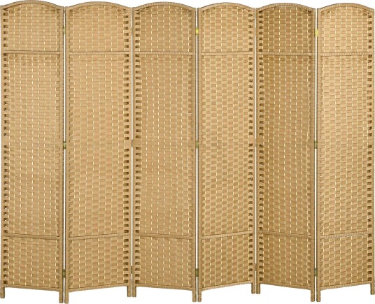 Skjerm 6 delt 240 x 170 cm Romdeler Laget av bambus sammenleggbar skjerm Romdeler Personvernskjerm for stue Naturlig Aosom