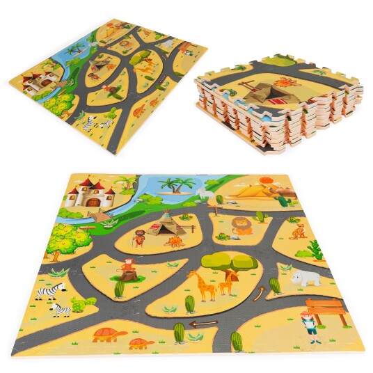Safari puslespill matte for barn 9 stk 93x93 cm ECOTOYS Safari puslespill matte for barn 9 stk 93x93 cm ECOTOYS