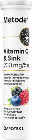 Metode vitamin C og sink brusetabletter skogsbær 20 stk