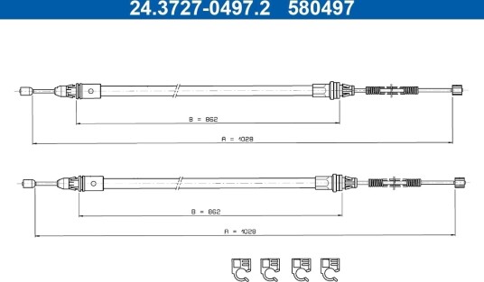 ATE 24.3727-0497.2 Tautrekk, håndbremse