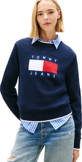 Tommy Jeans Tjw Tipping Flag Sweater Ext   Navy   S