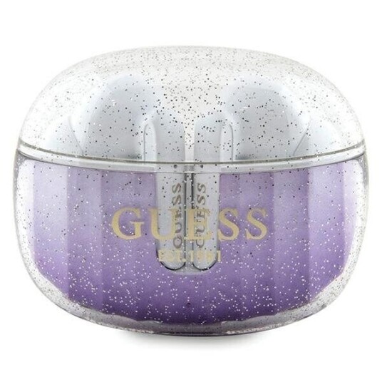 Guess Gutwshdgkeeu Tws Bluetooth Headphones + Dock Purple/Purple Glitter Gradient