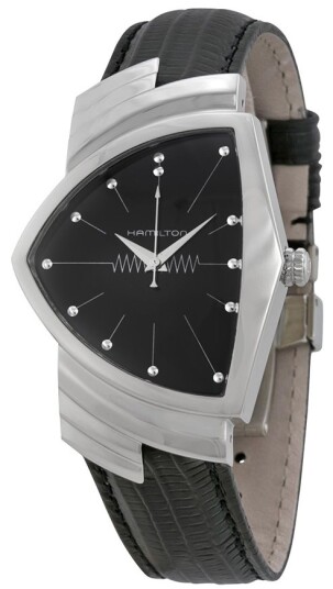 Hamilton Herreklokke H24411732 American Classic Ventura Sort/Lær