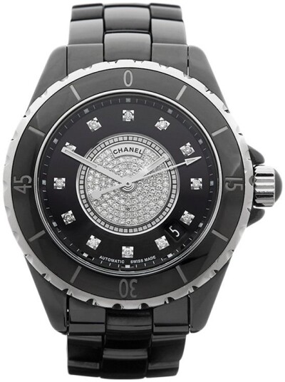 Chanel Dameklokke H1757 J12 Sort/Keramik Ø38 mm