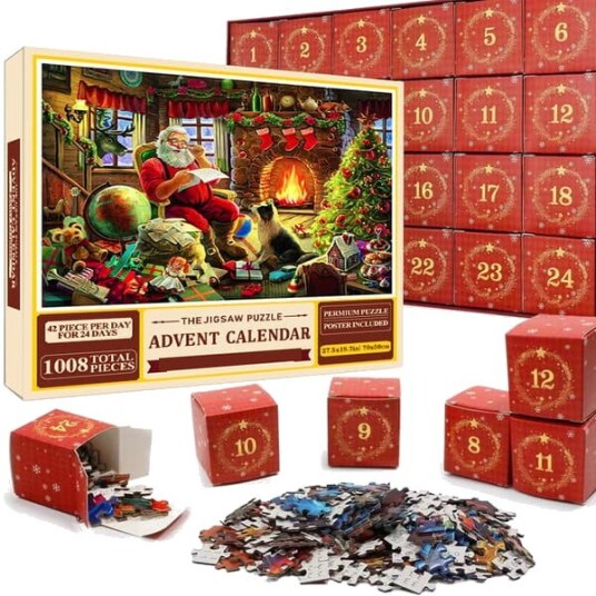 SC Puslespill Adventskalender 2024 1008 brikker 24 dager julenedtelling Adventskalendere