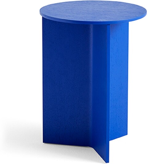Hay - Slit Table Wood Round High Vivid Blue Sofabord Blå Tre