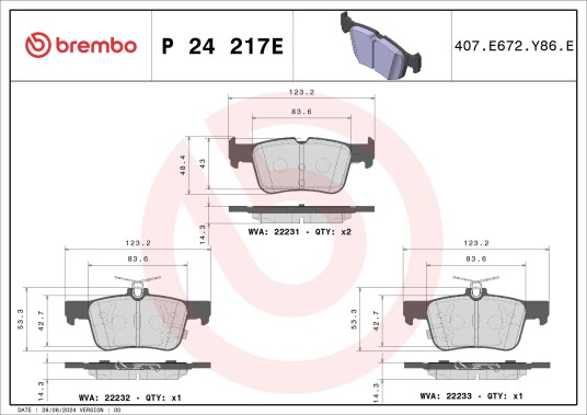 Bremseklosser BREMBO P 24 217E Bremseklosser BREMBO P 24 217E