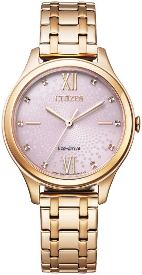 Citizen Dameklokke EM0503 75X Elegance Rosa/Rose gulltonet stål Ø32