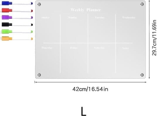 Magnetisk Ukeplanlegger Whiteboard Kjøleskapsmagnet Daglig Meldingstavle Skjematavle L L