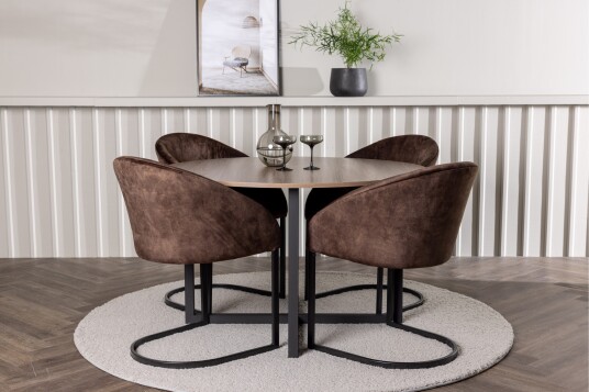 Venture Home Durango Matgruppe 120 cm Rund med 4 Evening Stoler Valnød
