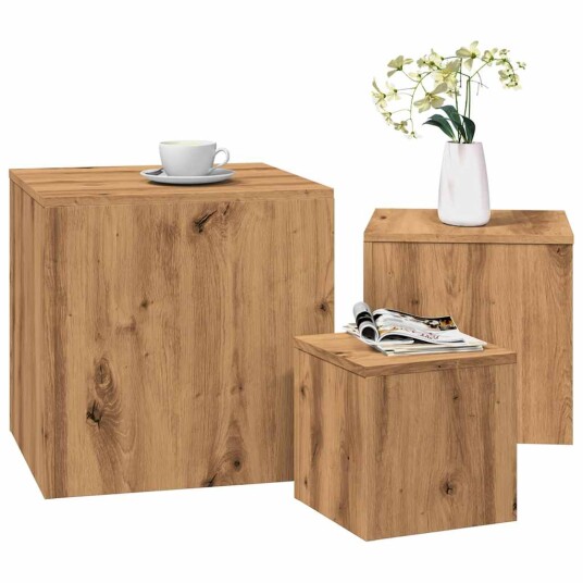 Sidebord 3 stk artisan eik konstruert tre 8721158440303 Sidebord 3 stk artisan eik konstruert tre 8721158440303