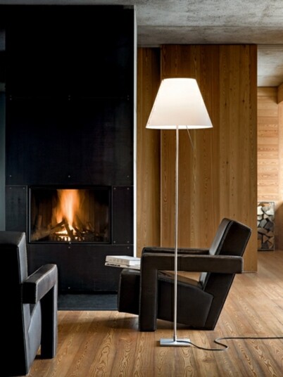 Luceplan Costanza Gulvlampe m/Dimmer Alu/Mistic White Stue Hvit