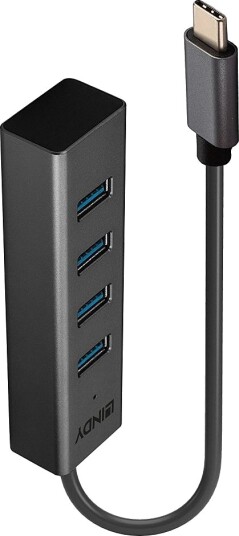 Lindy 4-Port USB 3.2 Type C Hub - Svart Lindy 4-Port USB 3.2 Type C Hub - Svart