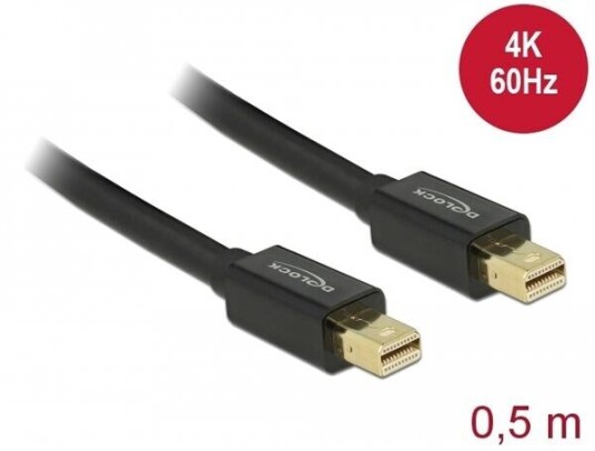 Delock Mini DisplayPort-kabel 50 cm Svart 3840x2160 21,6 Gbit/s