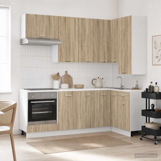 vidaXL Kjøkken enhet LYON 8 pcs Sonoma eik Konstruert tre