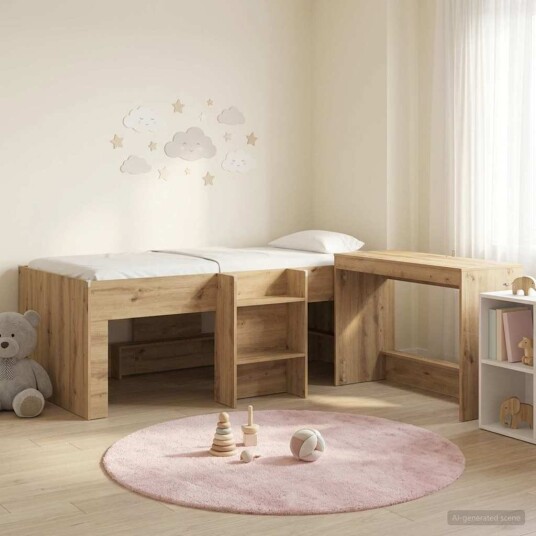  Barneseng med skrivebord Artisan eik 90 x 190 cm Konstruert tre
