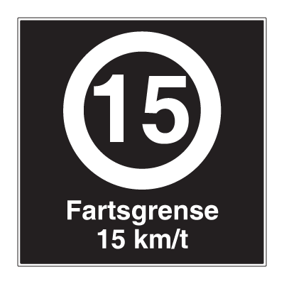 Jo Safety Fartsgrense 15 km/t skilt Privatrettslig forbudsskilt Privatrettslige 6309016