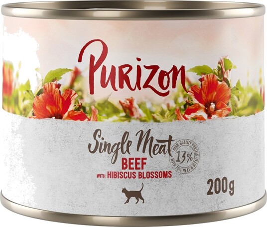 Purizon Våtfôr Single Meat Med Hibiskusblomster Okse 6 X 200 G