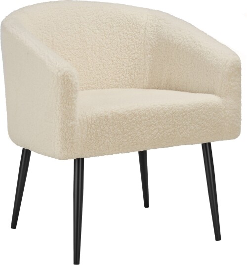 Tectake Stol Mysig beige tykk polstring med bouclé-stoff - krem